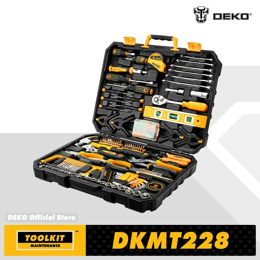Kit d'outils de réparation automobile, ensemble d'instruments mixtes, avec boîte à outils en plastique, mallette de rangement, 228 pièces