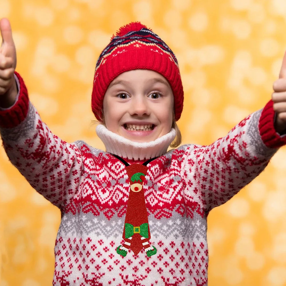 Cravates de Noël en Feutre pour Enfants, Décorations de ix, Bonhomme de Neige, Elk, Arbre