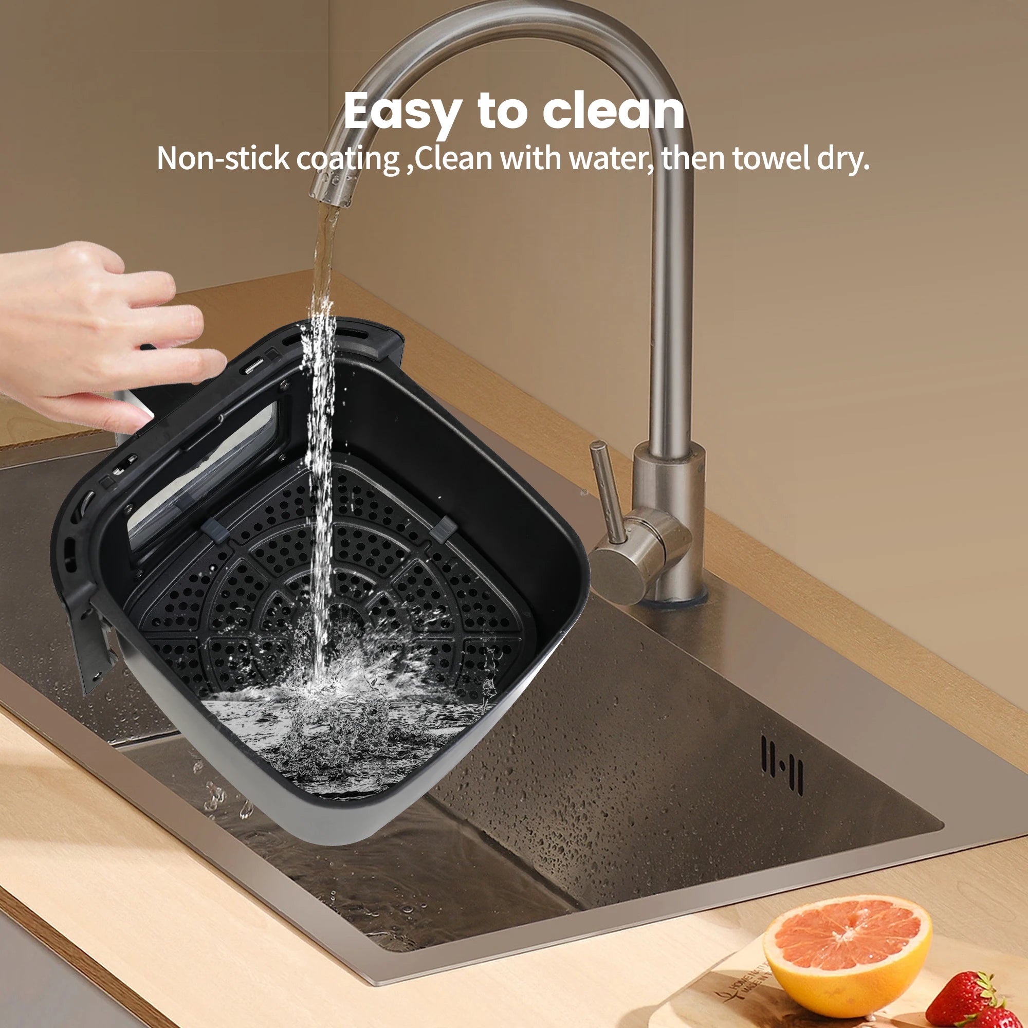 Friteuse à air Vision, grande friteuse à air de 7 L, 10 fonctions prédéfinies, friture à air, rôtissage, cuisson, déshydratation, réchauffage et plus encore, silencieuse, antiadhésive, EA