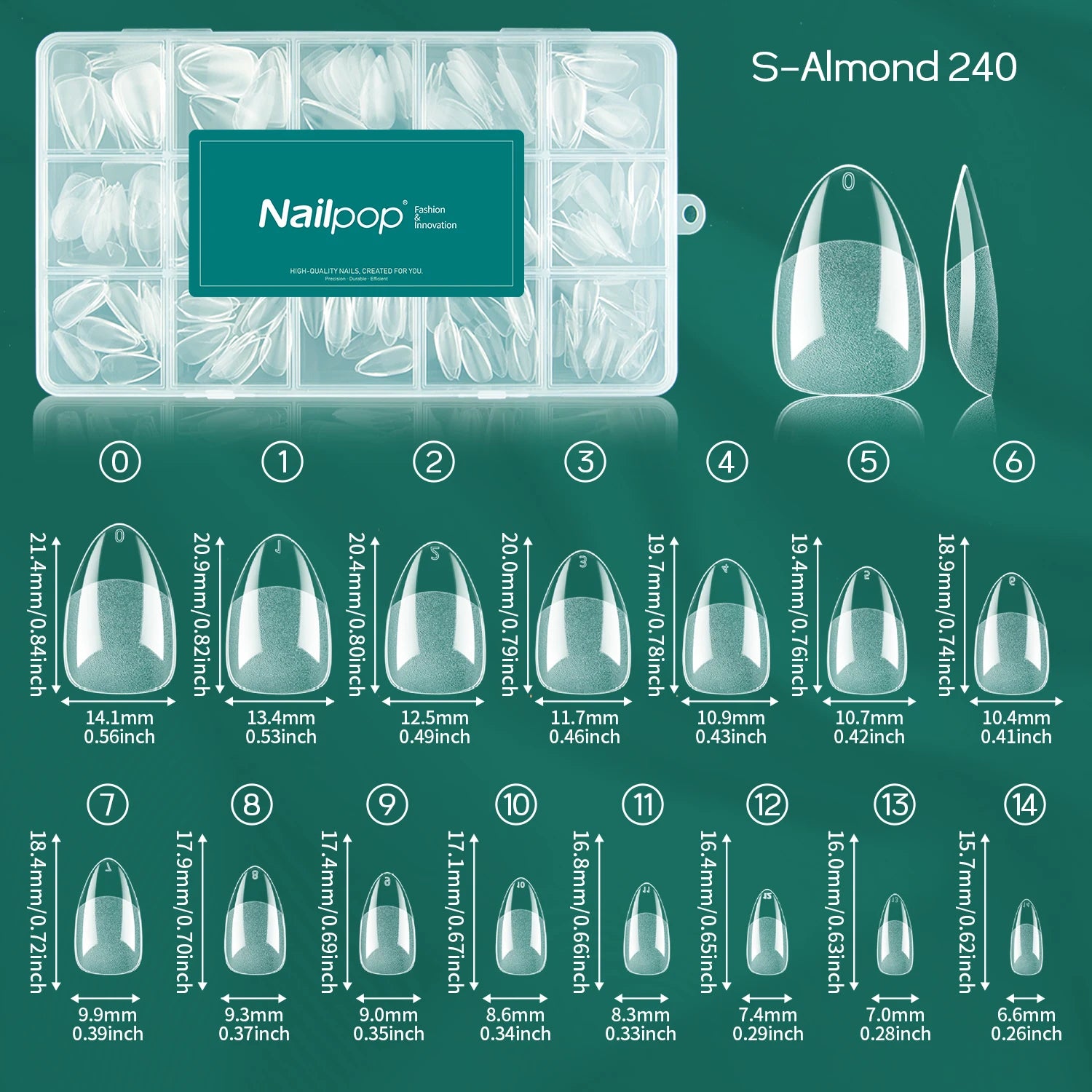 Faux Ongles Semi-Mat Amande 240 pcs