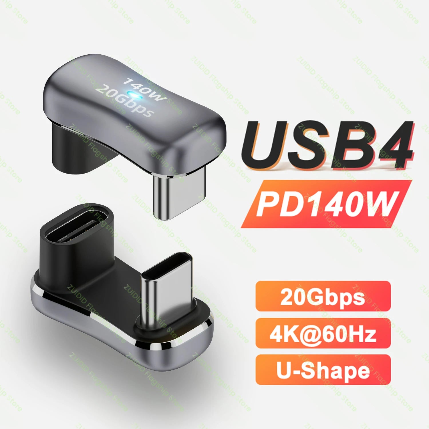 Adaptateur de données USB4.0 ThunderBolt 3 20Gbps 4K @ 60Hz 140W 5A USB C vers Type C, convertisseur de charge rapide pour Macbook Steam Deck