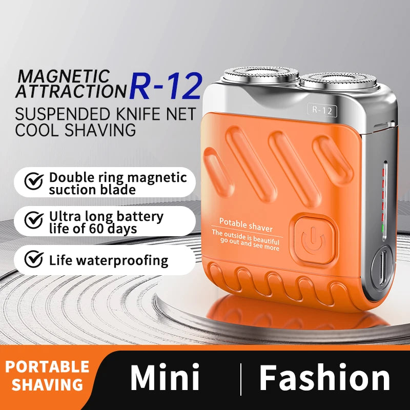 Mini rasoir électrique pour hommes – double tête rotative, étanche, rechargeable Type-C, portable, pour voyage, cheveux et barbe