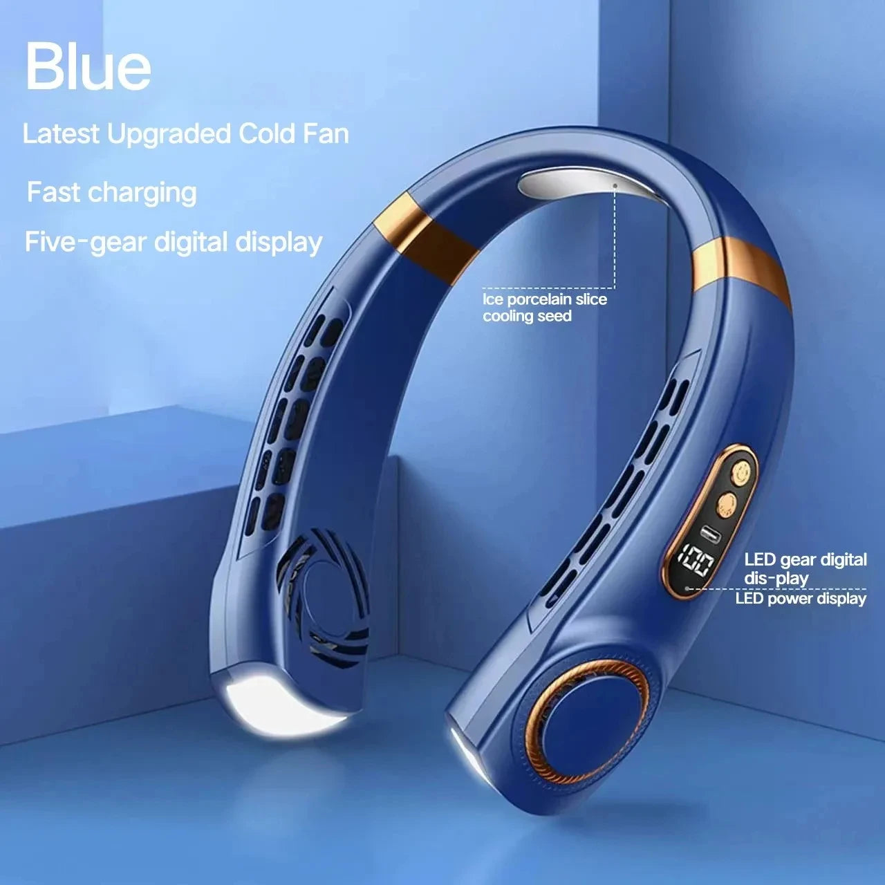 Ventilateur de cou portable Xiaomi, sans pales, affichage numérique, silencieux, rechargeable par USB
