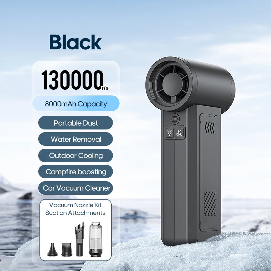 Mini Souffleur multifonction portable Kinscoter KC-F75 – 8000 mAh, 5 vitesses, aspiration et lampe intégrée