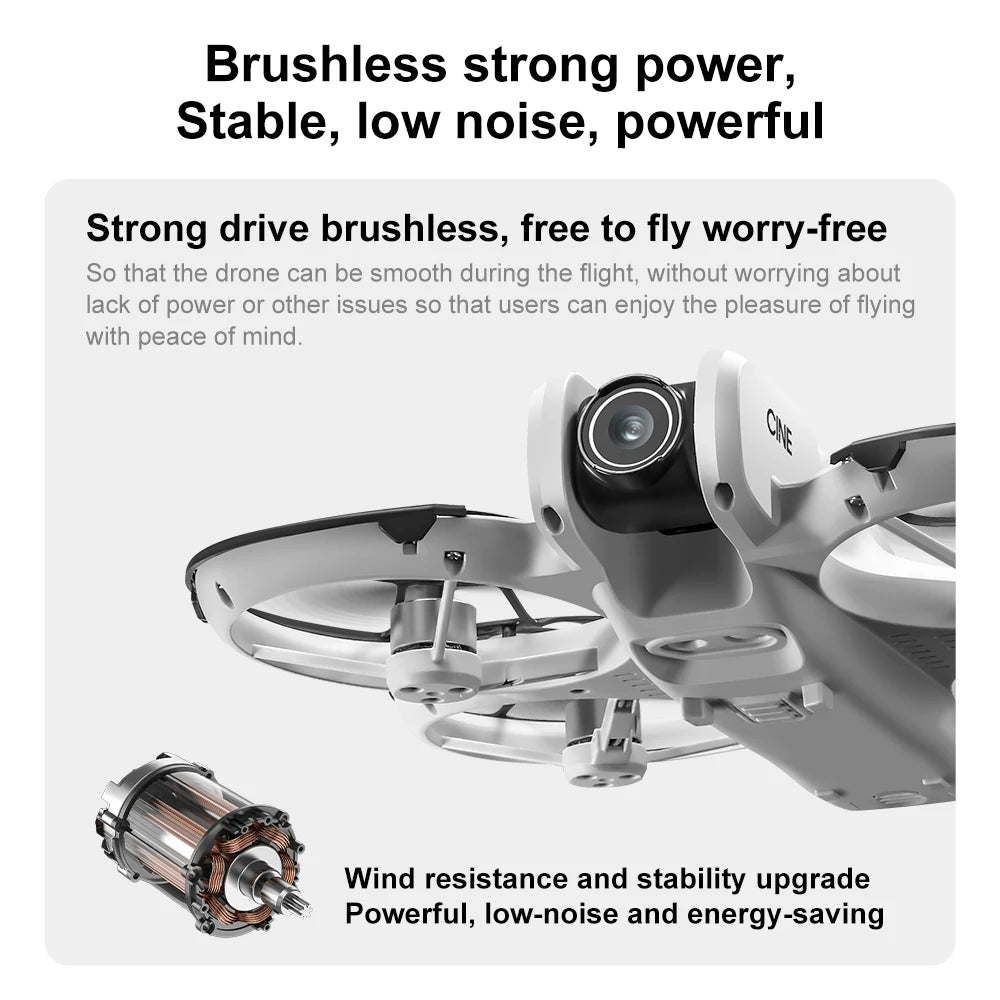 Drones MIJIA V666 HD 180° Drone quadrirotor pour éviter les obstacles, moteur sans balais, flux optique