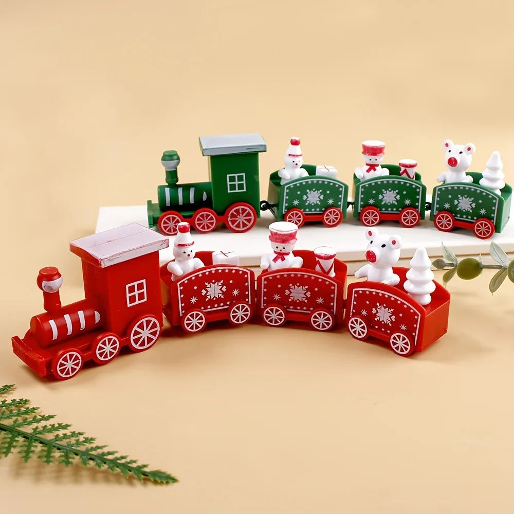 Train de Noël en plastique – décoration festive pour la maison, ornement d’arbre de Noël, cadeau du Nouvel An 2025 pour enfants