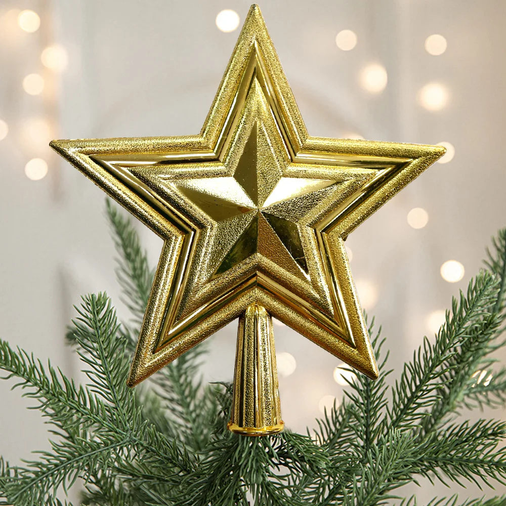 Décorations de Noël couronne étoile à cinq branches, décoration de dessus d'arbre de Noël