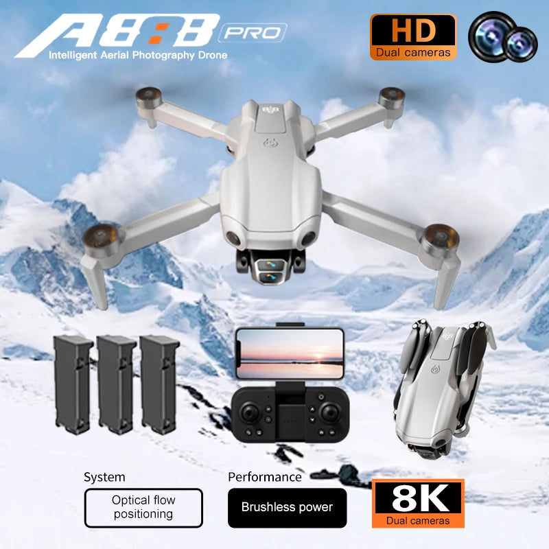 Drone Xiaomi Mijia A888 PRO 8K HD avec double caméra, moteur sans balais, 5G WiFi FPV, pliable, quadcopter, localisation de flux
