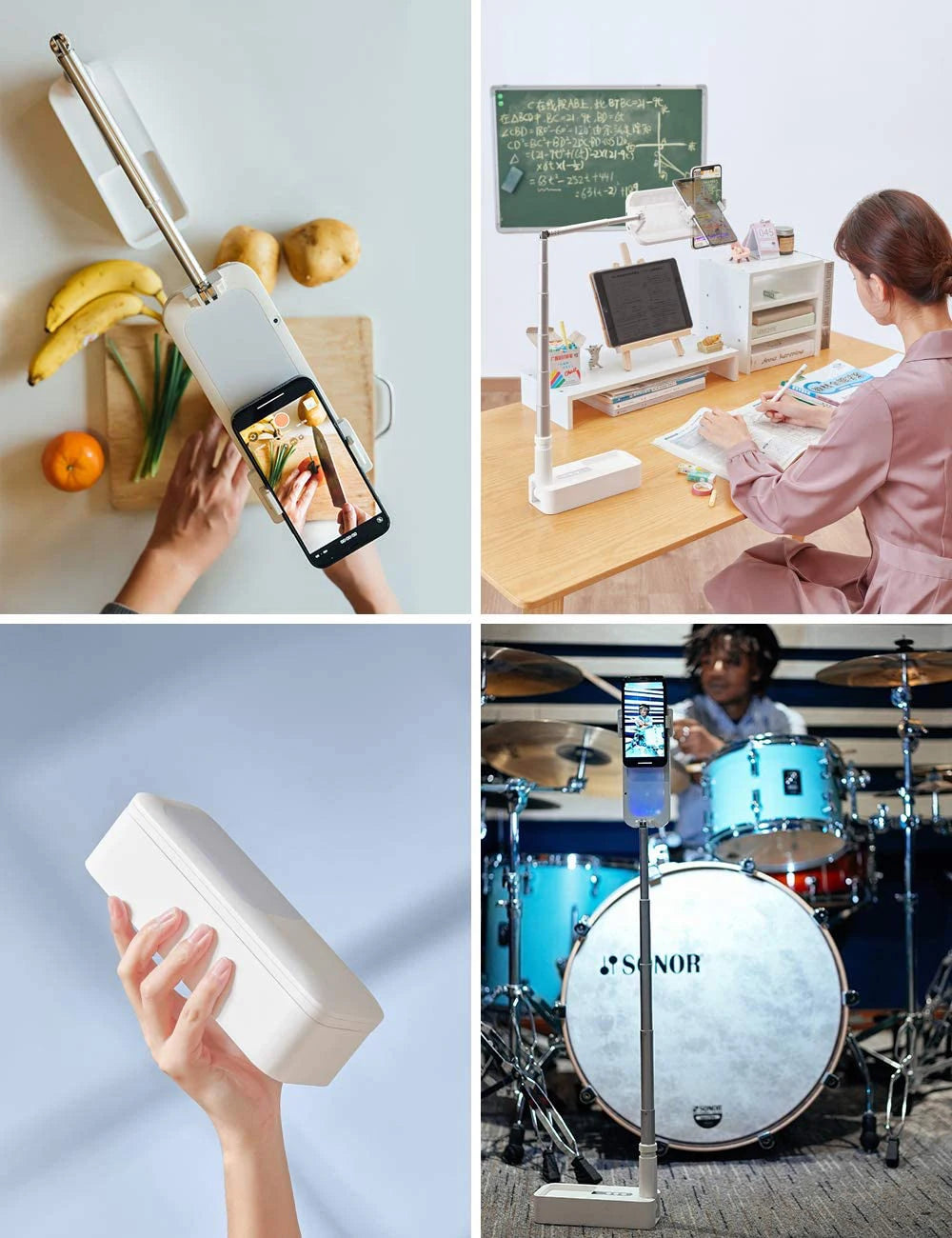 Support extensible pour selfie, support de téléphone, rotation à 360 °, sans fil, pliable, lumière d'appoint à 7 LED,