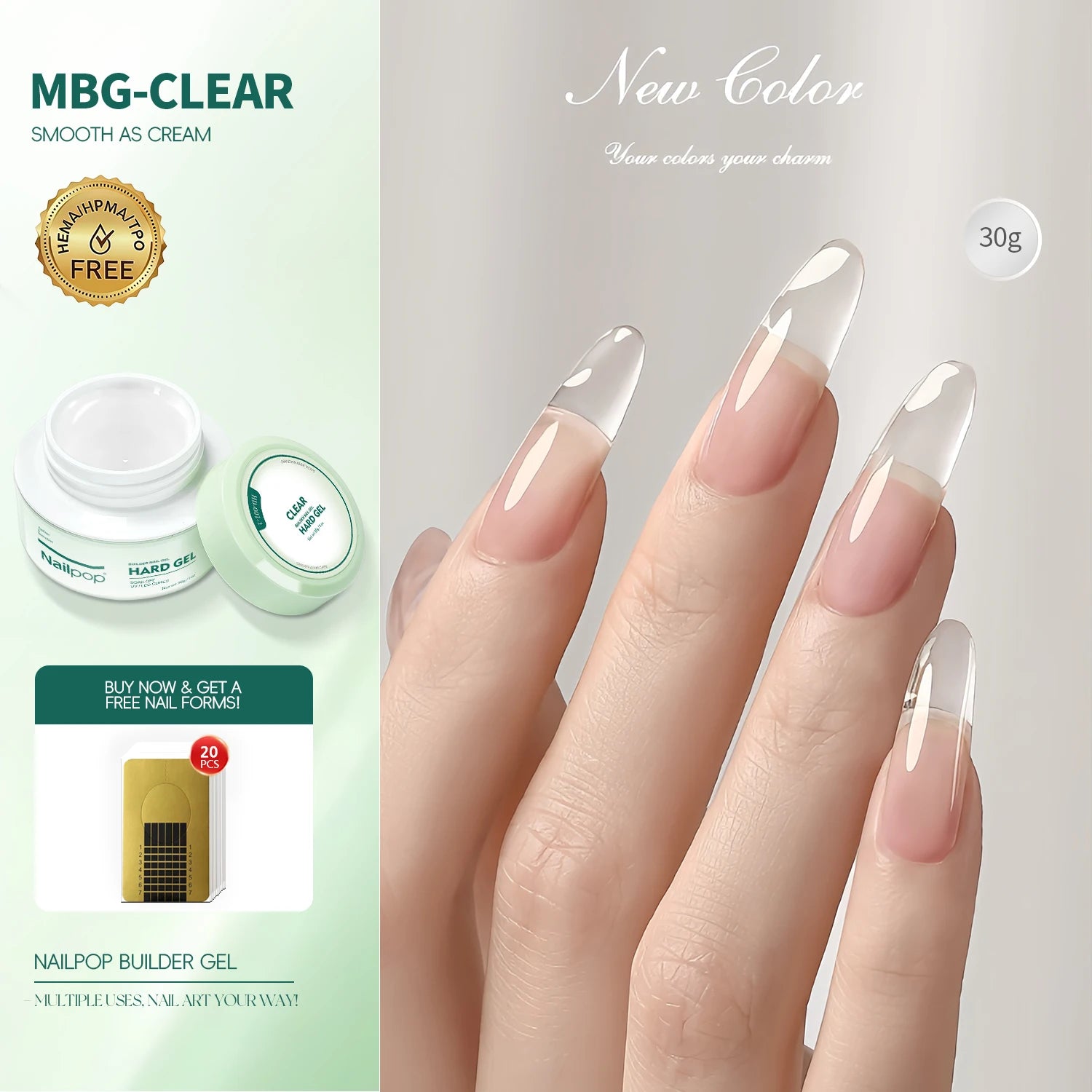 Gel de Construction UV/LED - Builder Gel Nailpop HEMA-FREE 30 g ou 100 g