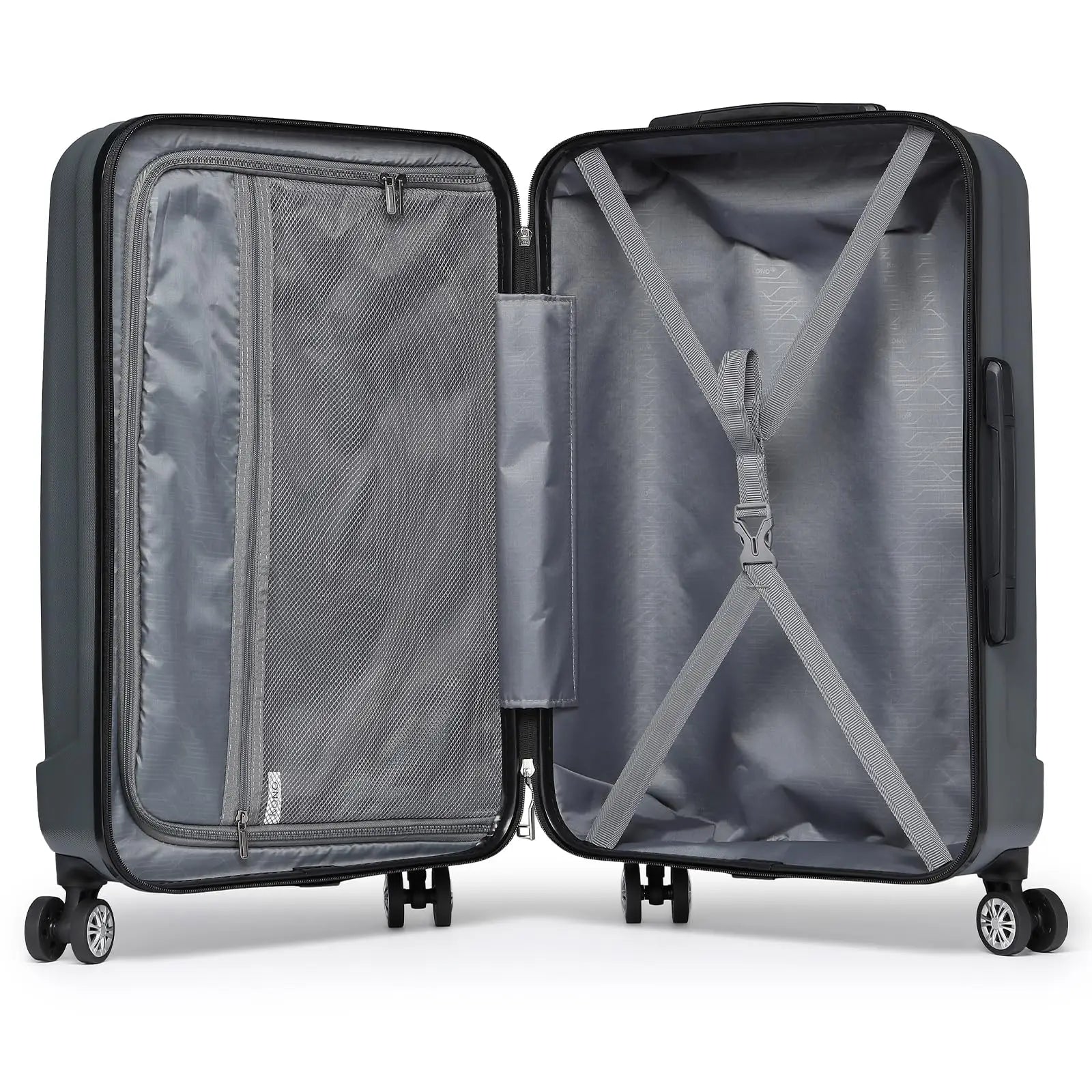 Valise rigide à roulettes en ABS léger avec serrure à combinaison KONO – bagage à main et set 3 tailles