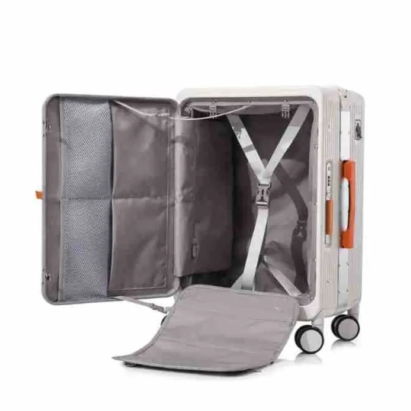 Grande valise rigide en PC + ABS avec cadre en aluminium SUSHIMU – bagage à roulettes à ouverture avant, 20 et 25 pouces