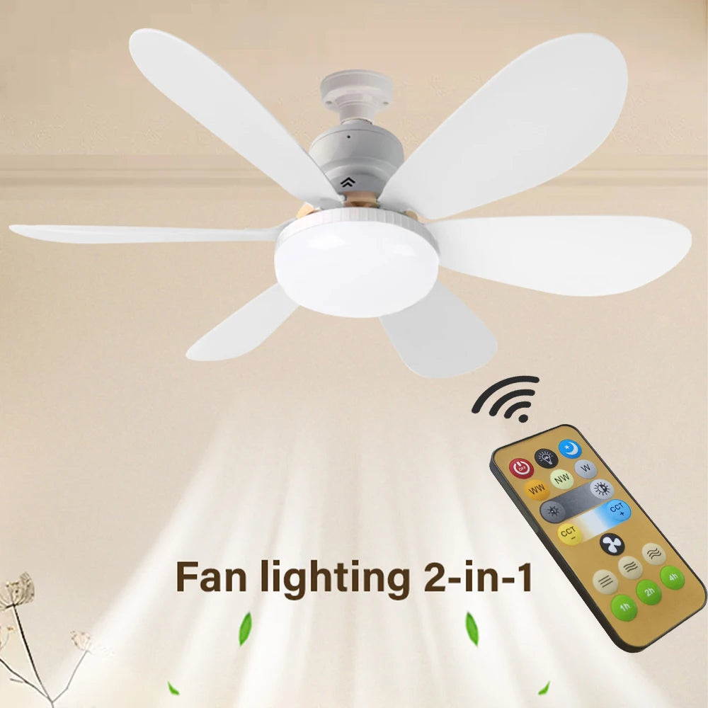 Ventilateur de plafond LED 40W avec télécommande – Douille E27, intensité réglable, (85-265V)