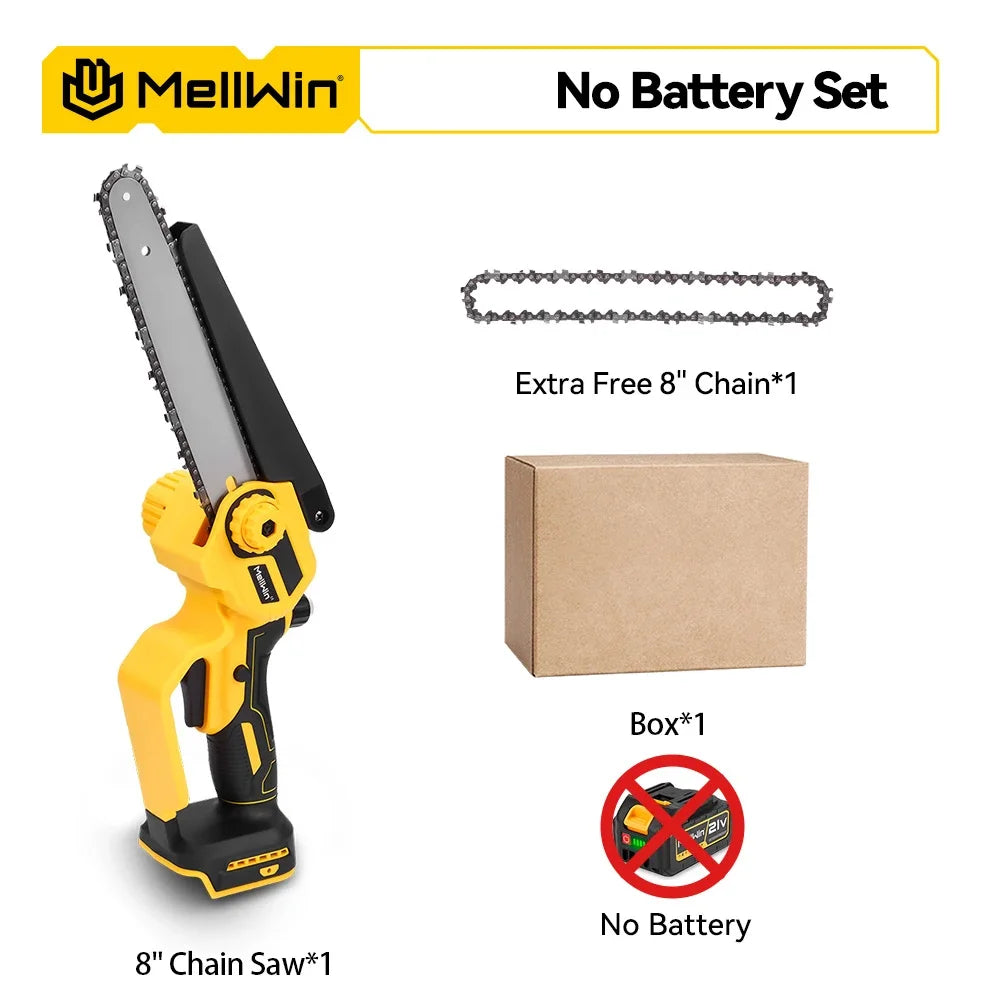 MELLWIN 8 pouces tronçonneuse électrique sans brosse taille scie sans fil bois coupe bûche scie outil pour Makita 18V batterie broche