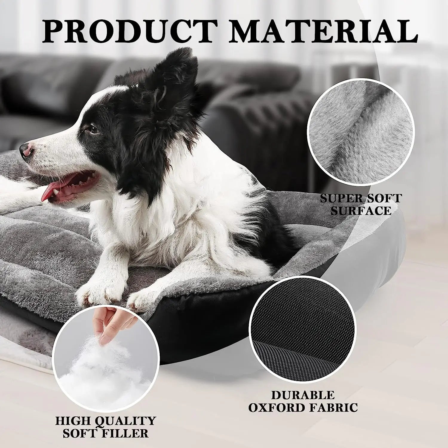 Lit pour chien, grands et moyens chiens, lit rectangulaire lavable, lit pour chien confortable et respirant, lit pour animal de compagnie