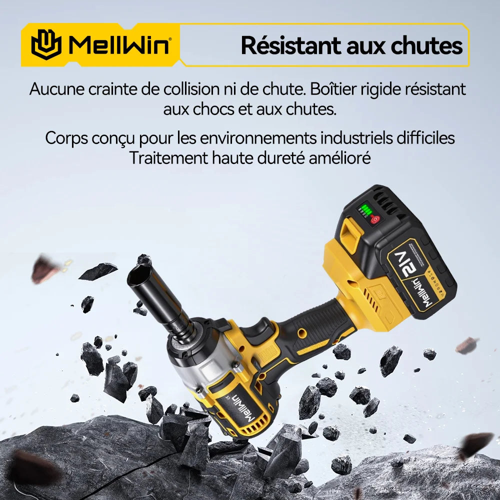 Clé électrique sans balais 3-en-1 MELLWIN 520 N·M – clé à chocs sans fil, tournevis/perceuse pour broches de batterie Makita 18 V