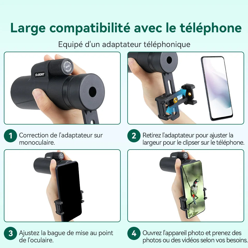 SVBONY Long Distance Portable Monocular Telescope, Professional HD Zoom