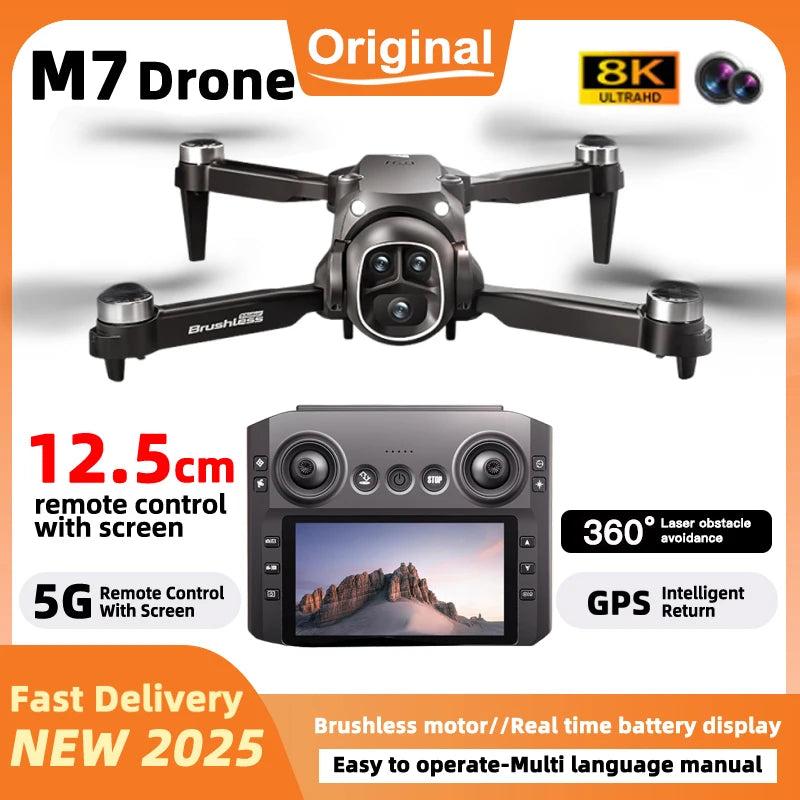 M7 Drone Original 8K – Caméra HD professionnelle 5G FPV, Écran intégré