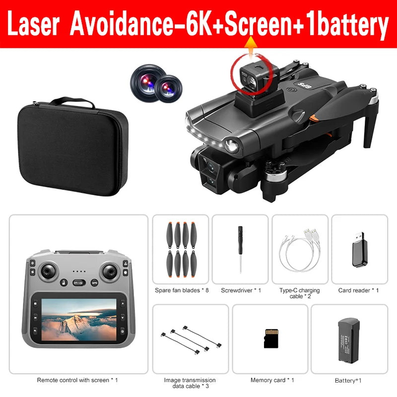 Drone Xiaomi V198 GPS MAX avec caméra HD 8K professionnelle, WiFi 5G, évitement des obstacles par laser sans balais, quadcopter pliable.