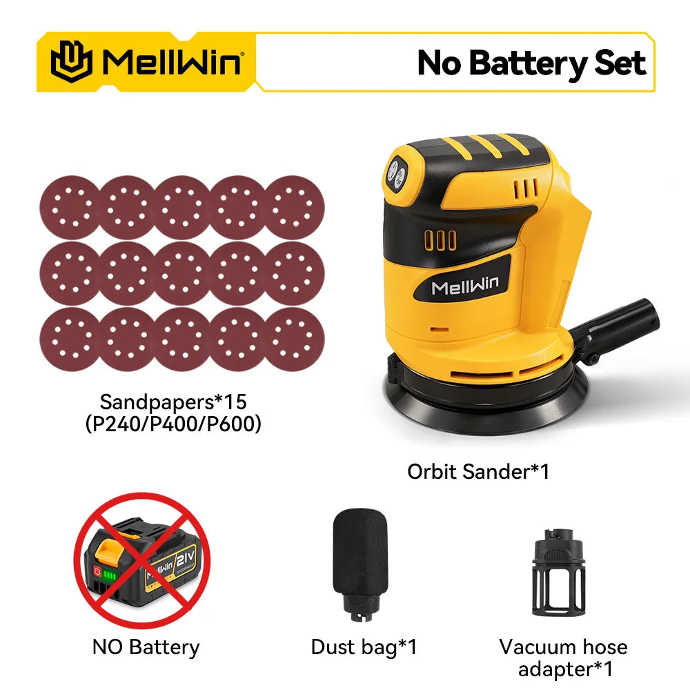 Ponceuse orbitale électrique sans fil avec boîte à poussière ponceuse orbitale à disque sans fil à 3 vitesses polisseuse pour broche de batterie Makita 18V