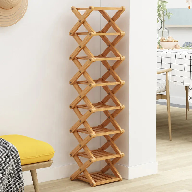 Bamboo Shoe Rack, Simple and Foldable, 2 to 6 Tiers