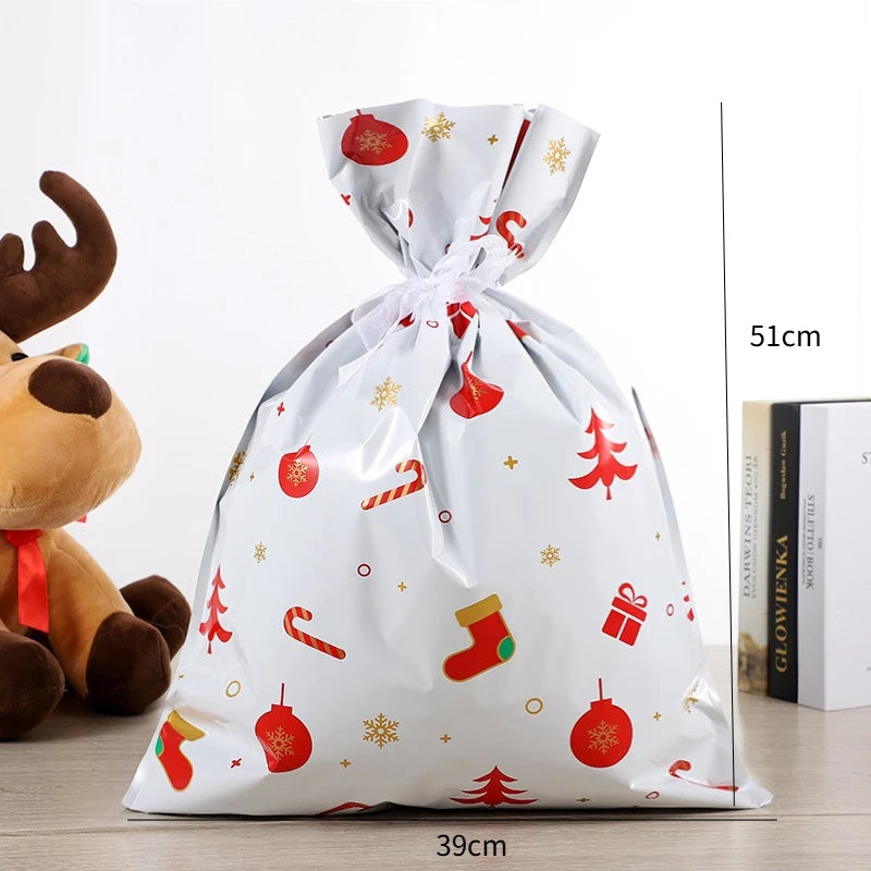 5/10 pièces emballage cadeau de noël sac à cordon joyeux noël père noël cadeaux sac Extra grande taille biscuits bonbons sacs Navidad