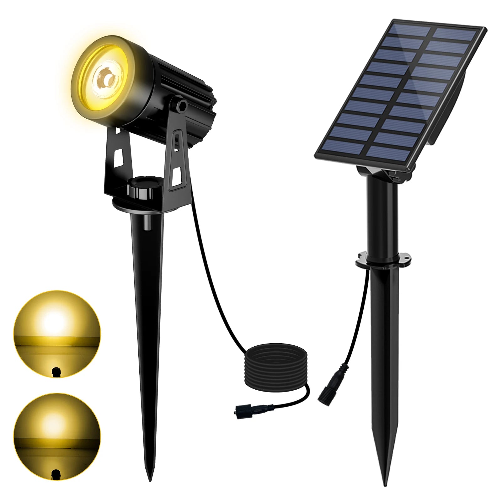 T-SUNRISE Solar-LED-Strahler – IP65, RGB und warm-/kaltweiß, 1/2/4 Leuchten, Außenbeleuchtung für Garten und Dekoration