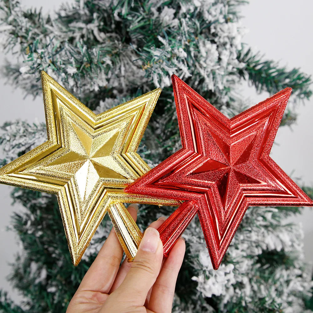Décorations de Noël couronne étoile à cinq branches, décoration de dessus d'arbre de Noël