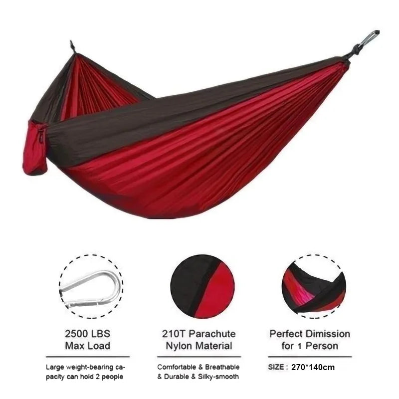 High Strength Nylon Fabric Parachute Hammock, Portable Outdoor Camping Swing Bed