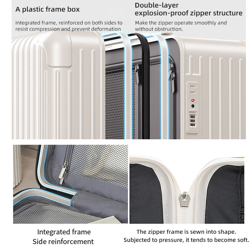 Valise rigide en PC SUSHIMU – bagage à roulettes avec cadre en plastique, 20, 24, 26 et 28 pouces