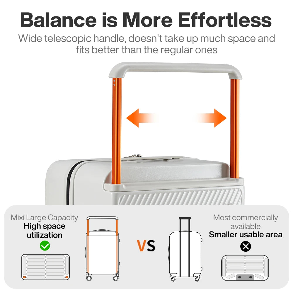Valise de grande capacité pour voyage Mixi – bagage à main, boîtier de chariot, 26 pouces