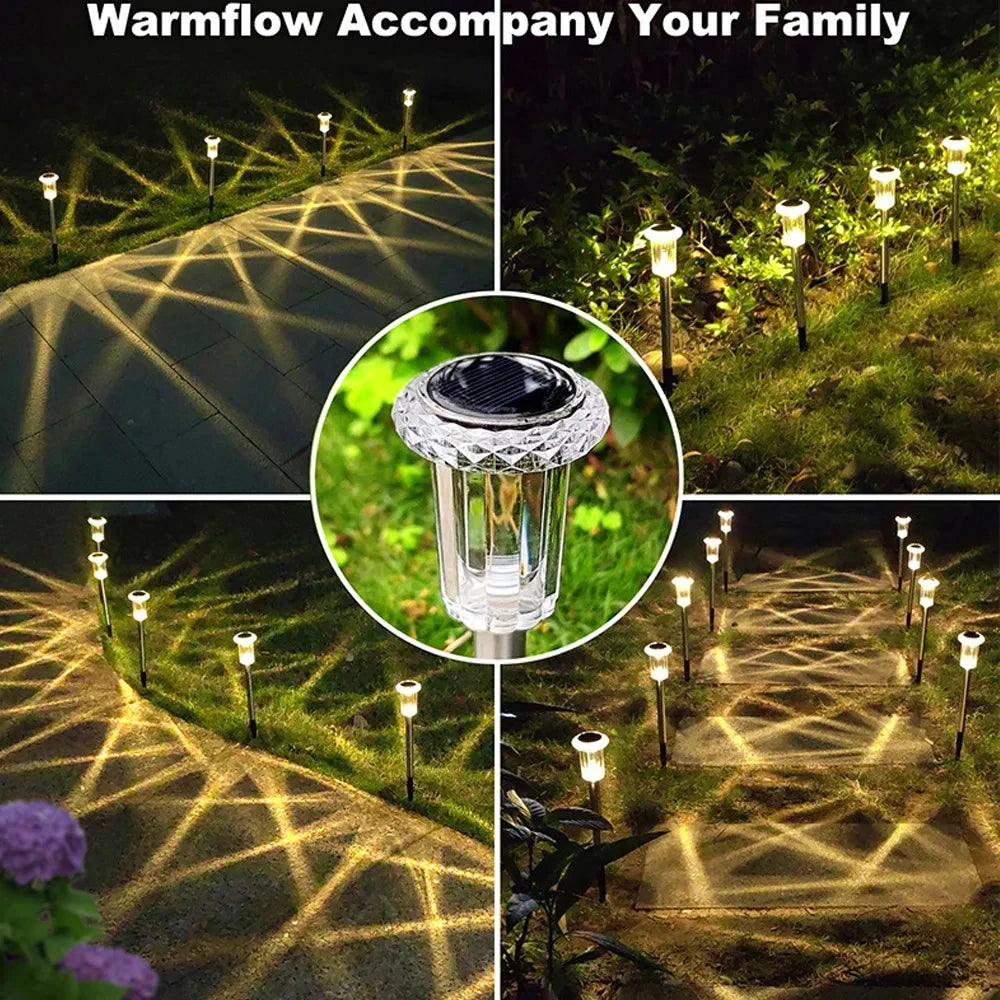 Lampe solaire imperméable à lumière blanche chaude, éclairage d'extérieur, idéal pour un jardin, une cour ou une passerelle, RVB, 1/6/12 unités