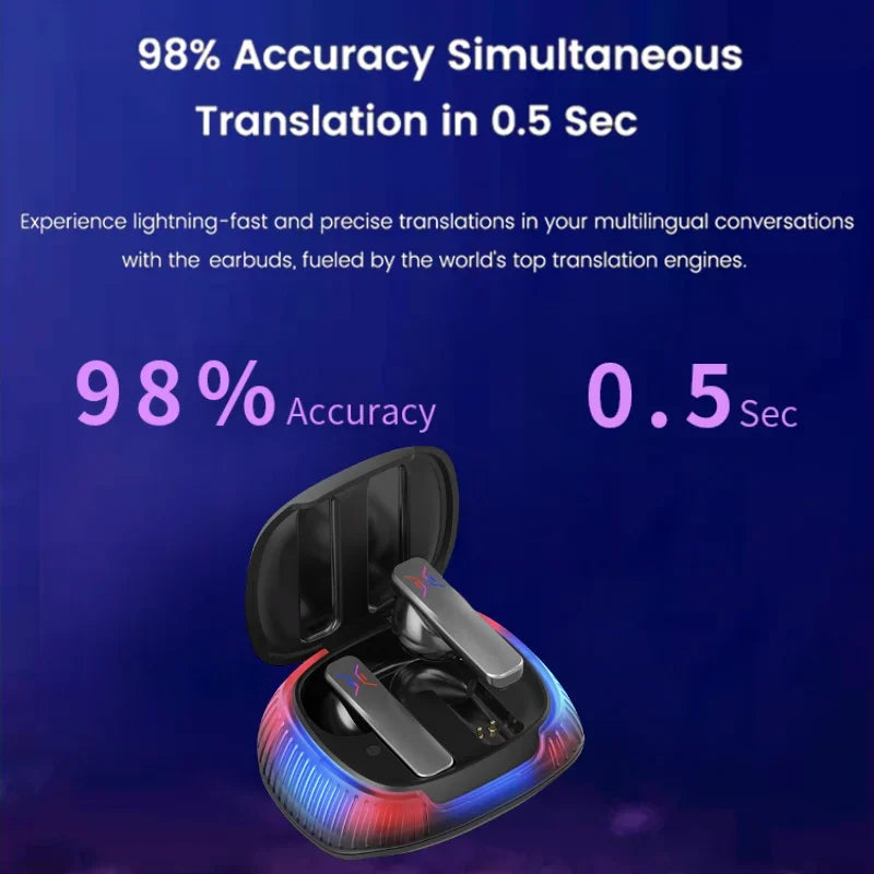Écouteurs traducteur B18 sans fil bluetooth, 114 langues, oreillettes multifonctions