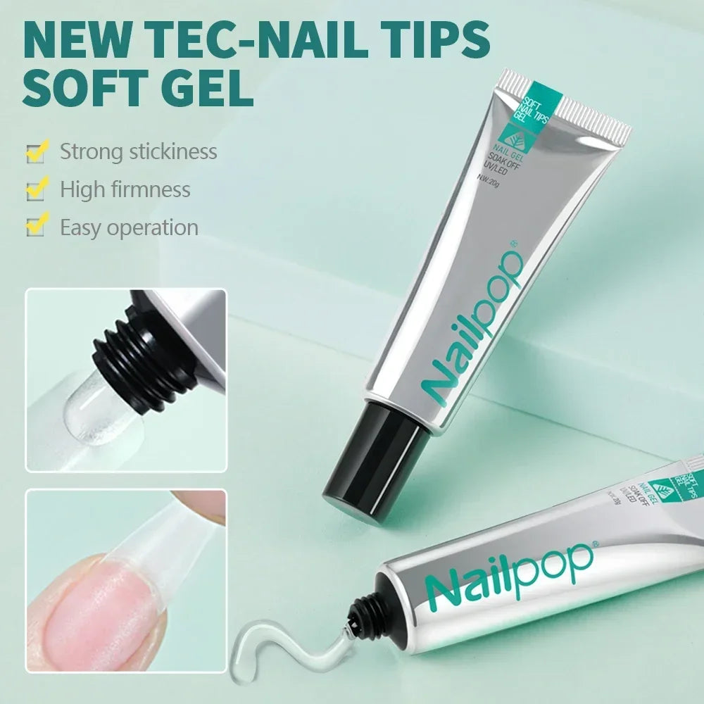 Gel UV Souple, Pointes, Lampe et Outils - Nailpop Kit d’Extension d’Ongles 600 pièces 