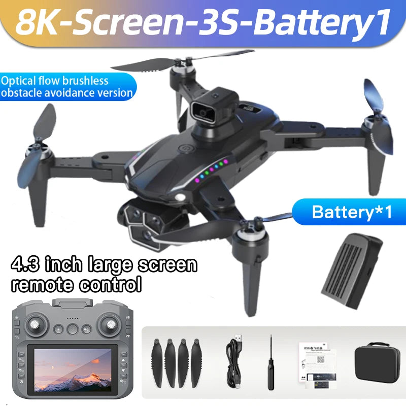 Drone Xiaomi Mijia S12 moteur sans balais 8K HD 3 caméras professionnelles 5G 4.3 pouces grand écran télécommande pliable quadrirotor