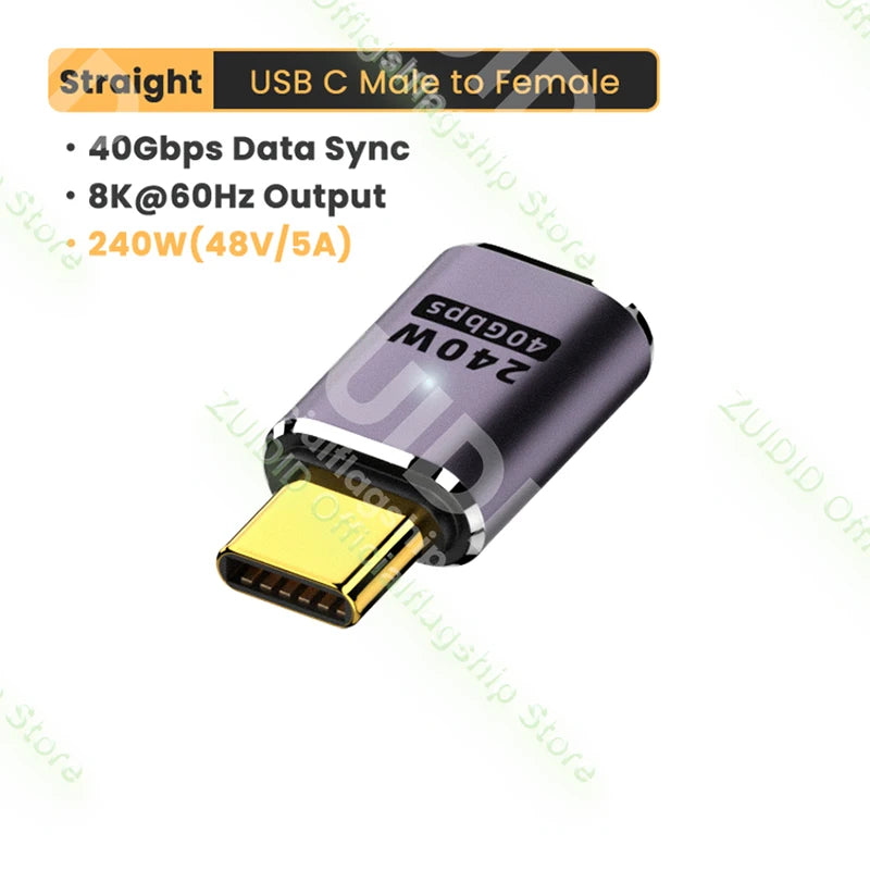 Adaptateur OTG PD240W USB4.0 40Gbps Thunderbolt3 OTG adaptateur 8K @ 60Hz USB C à Type C 48V @ 5A convertisseur de charge rapide adaptateur de données pour Macbook