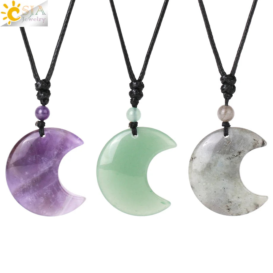 Pendentif pierre naturelle collier en cristal cristaux  de lune, pendentif en pierre naturelle