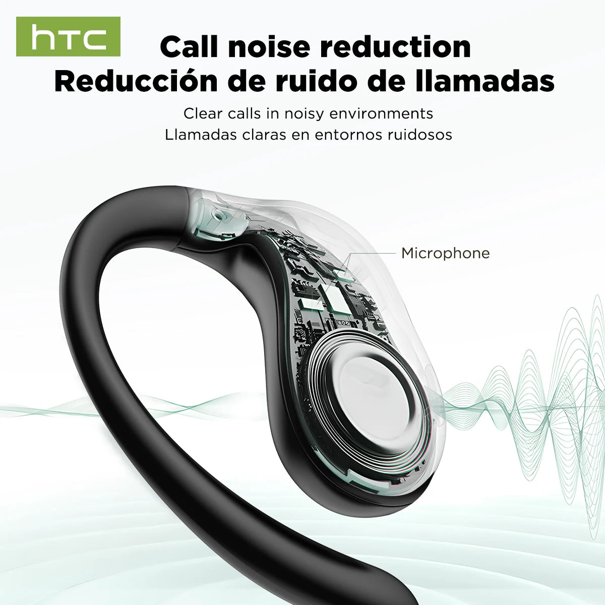 Écouteurs Bluetooth HTC NE19 AI OWS Casque de sport sans fil avec micro Basses puissantes Traducteur AI Écouteurs étanches Longue durée