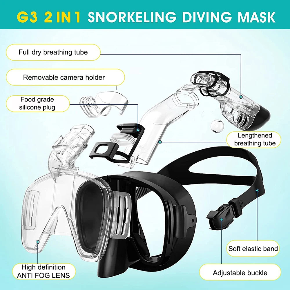 Masque de plongée sous-marine, Snorkeling, masques respiratoires Anti-buée, respiration sûre pour adulte