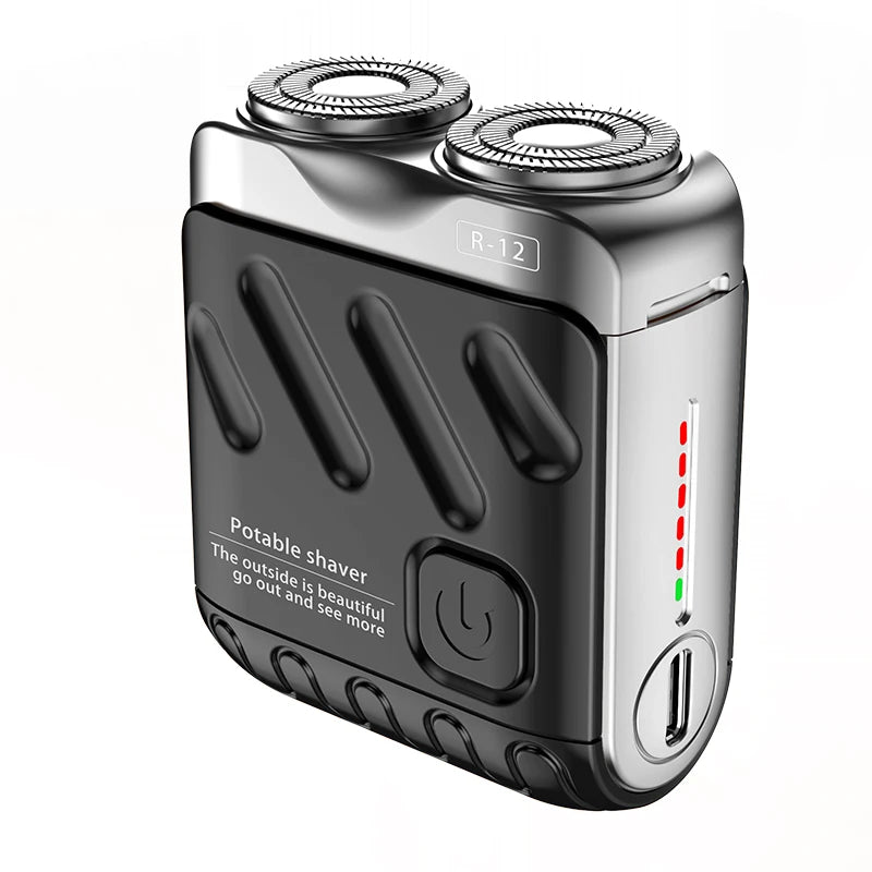 Mini rasoir électrique pour hommes – double tête rotative, étanche, rechargeable Type-C, portable, pour voyage, cheveux et barbe