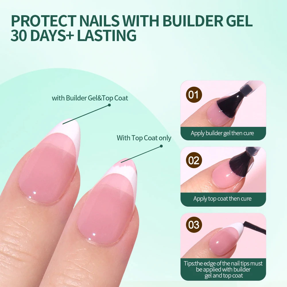 Extensions d’Ongles à Pointe Française Pré-Colorées - Nailpop 3 en 1 