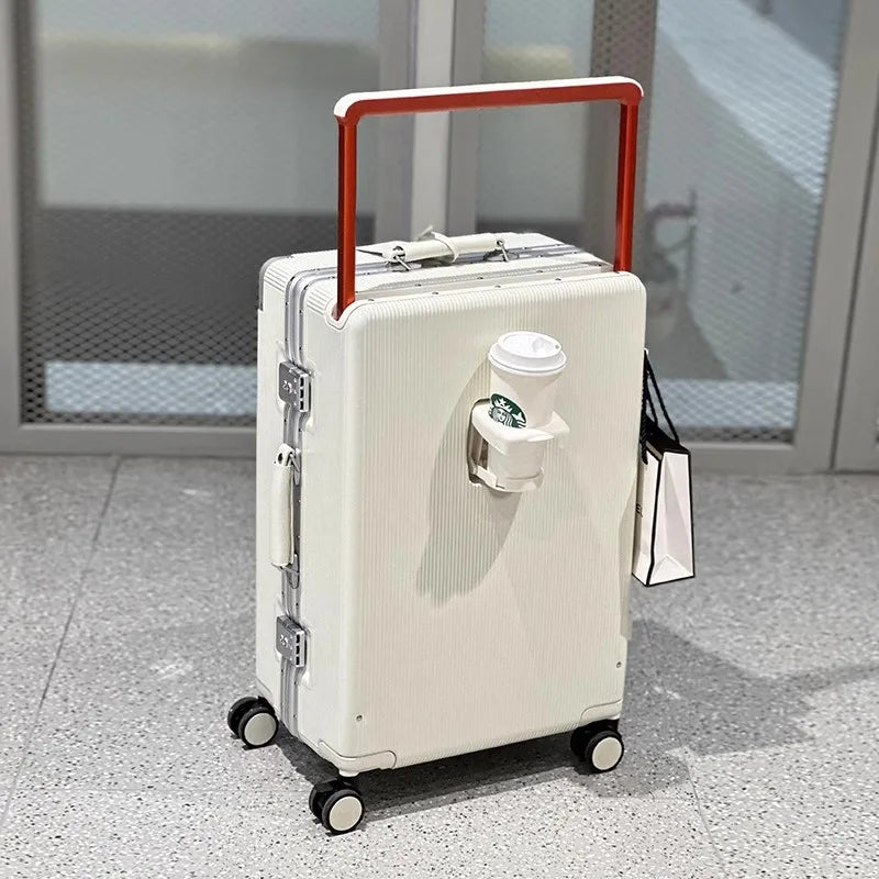 Valise rigide en PC + ABS avec cadre en aluminium SUSHIMU – bagage à roulettes à poignée large, 20 et 24 pouces