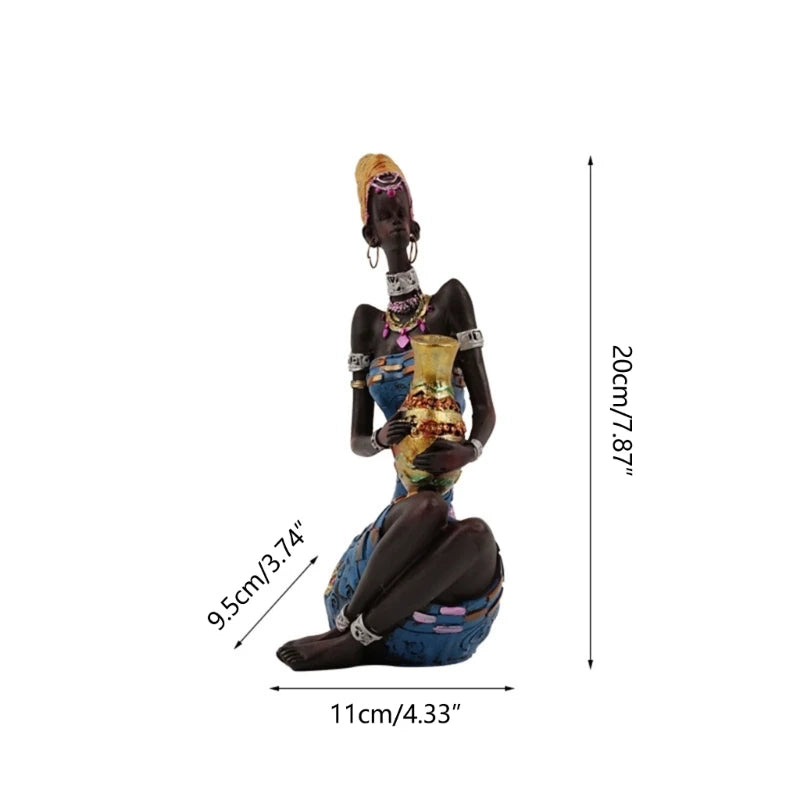 Afrikanische Kunststatuette, Kunsthandwerksdekorationen aus Kunstharz, perfekt für Zimmer, Regal, Büro