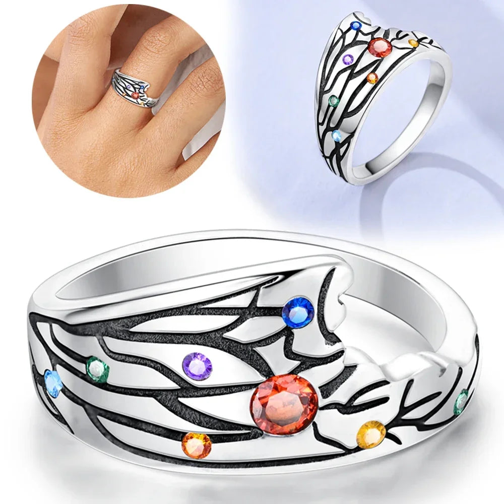Bagues en zircon coloré Soleil Lune Étoile pour femmes.