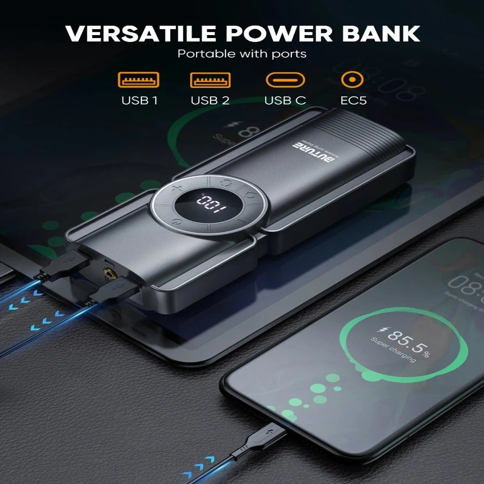 Démarreur de voiture 4 en 1, pompe 150PSI, lumière LED, compresseur d'air, batterie externe 20000mAh, dispositif de démarrage 2500A, gonfleur de pneus numérique 15V