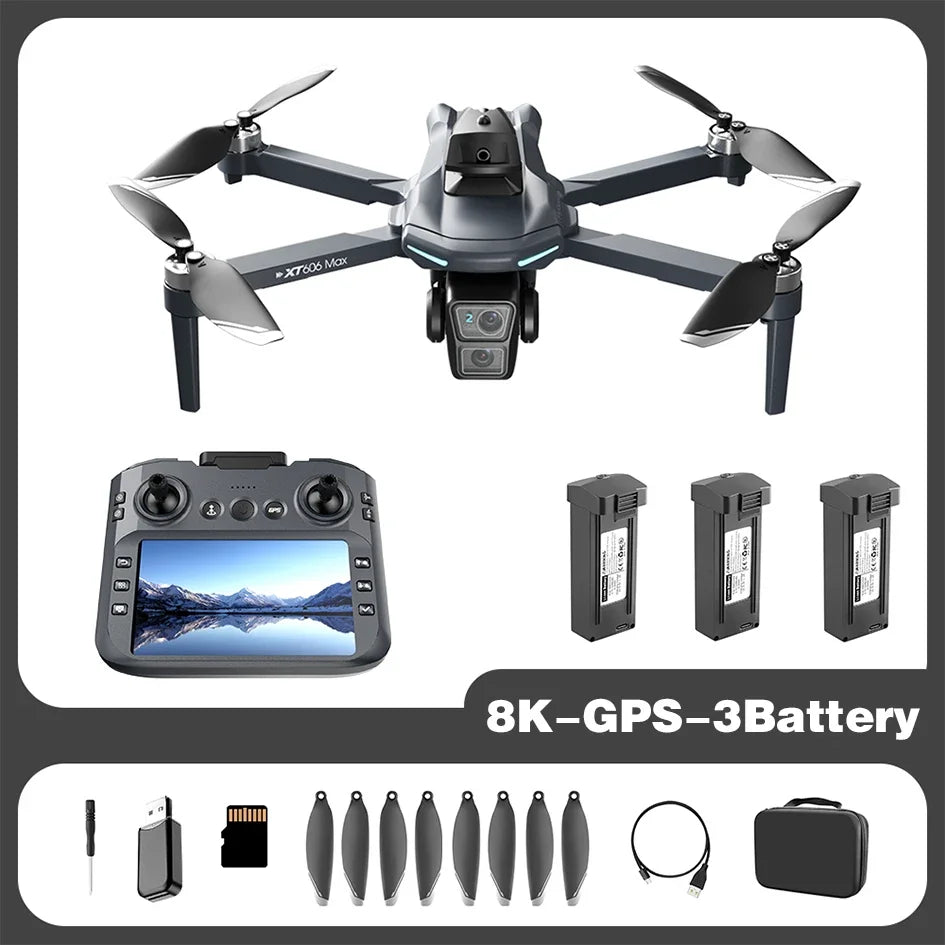 Drone Xiaomi Mijia XT606 GPS 8K professionnel avec double caméra HD, 360° d'évitement d'obstacles, 5G WiFi FPV avec écran, quadcopter