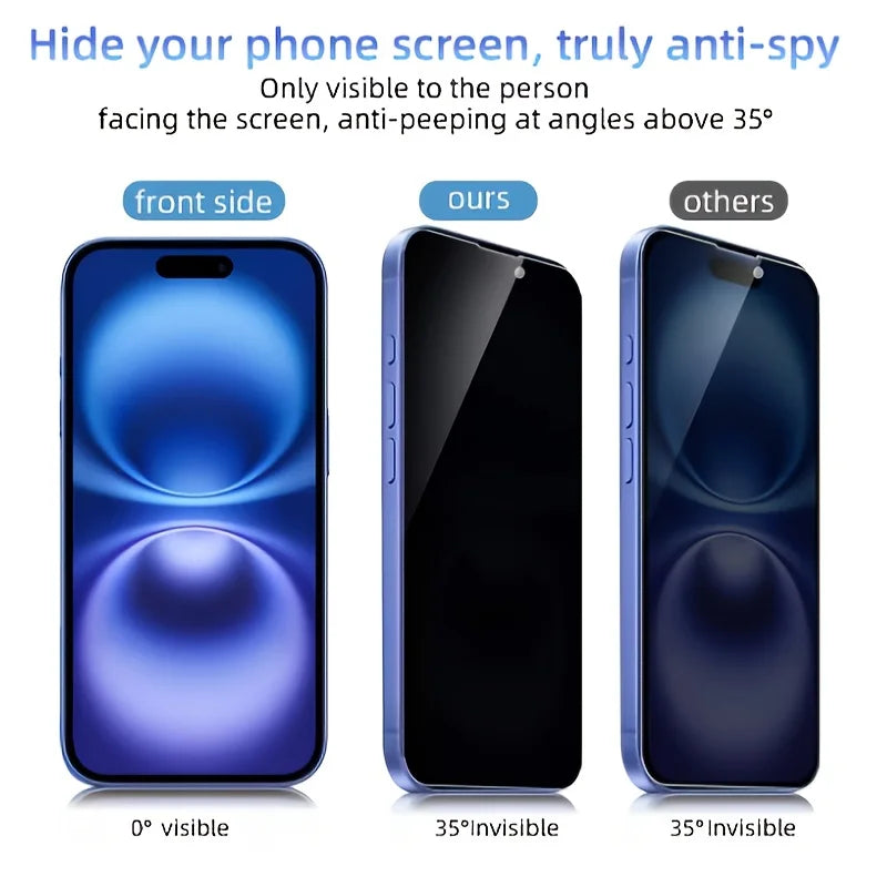 Film de protection plein écran Anti-espion – 2 pièces pour iPhone 14/15/16/17 (incl. Pro Max & Air)