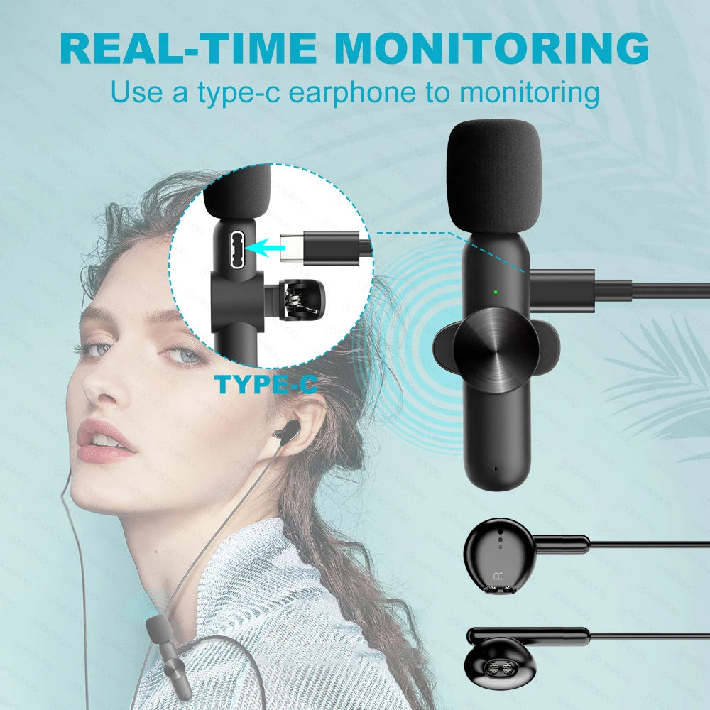Microphone Lavalier sans fil, Mini Microphone d'enregistrement Audio et vidéo pour iPhone, téléphone Android, diffusion en direct, micro de jeu Portable