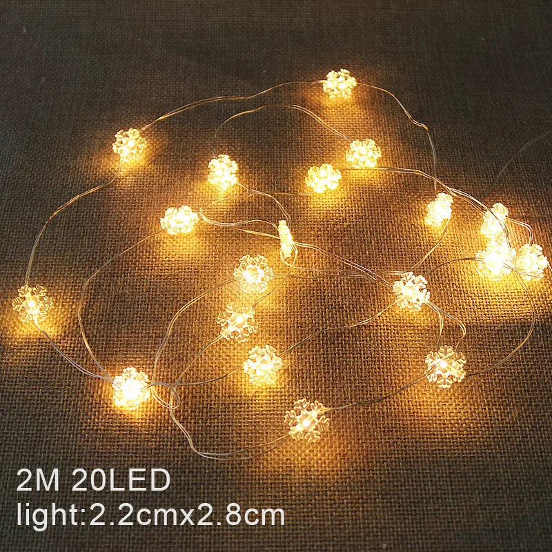 Guirlande lumineuse flocons de neige 2 m – 20 LED, décoration de Noël