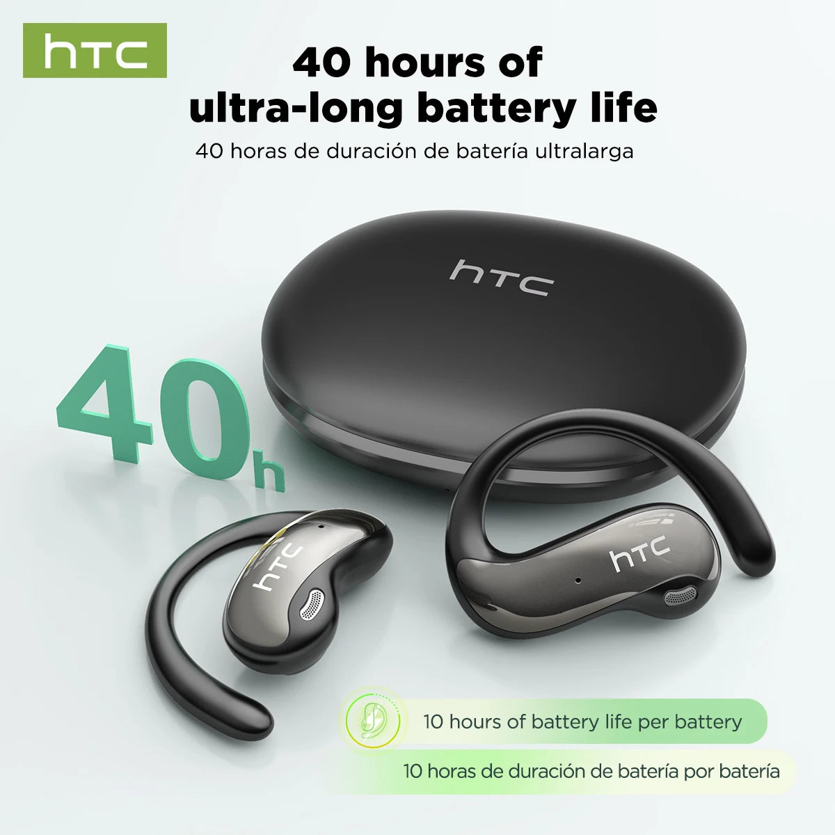 Écouteurs Bluetooth HTC NE19 AI OWS Casque de sport sans fil avec micro Basses puissantes Traducteur AI Écouteurs étanches Longue durée